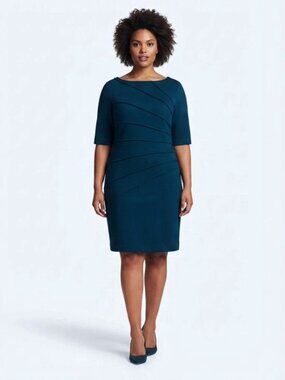 Connected Apparel Ponte Knit Fitted Sheath Dress- Sz. 16